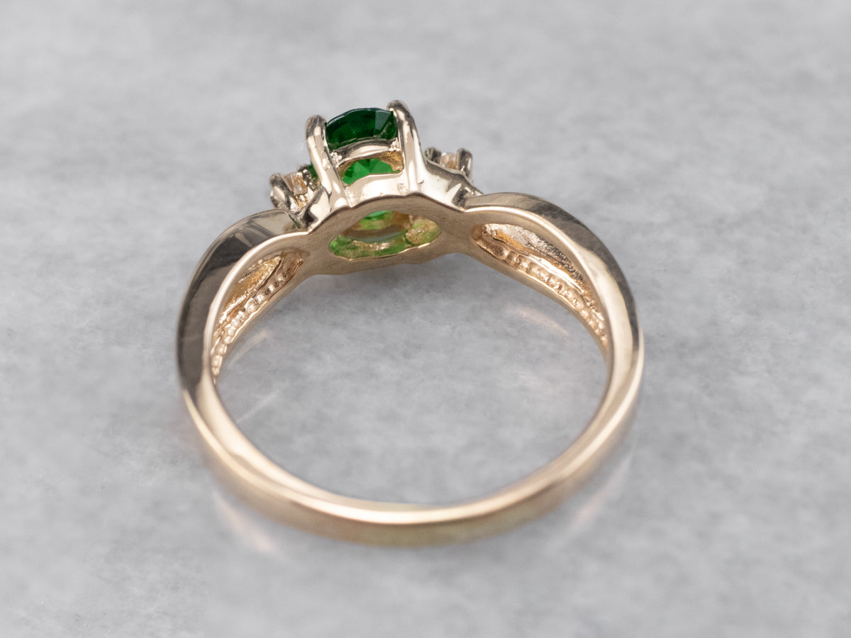 Tsavorite Garnet and Diamond Ring