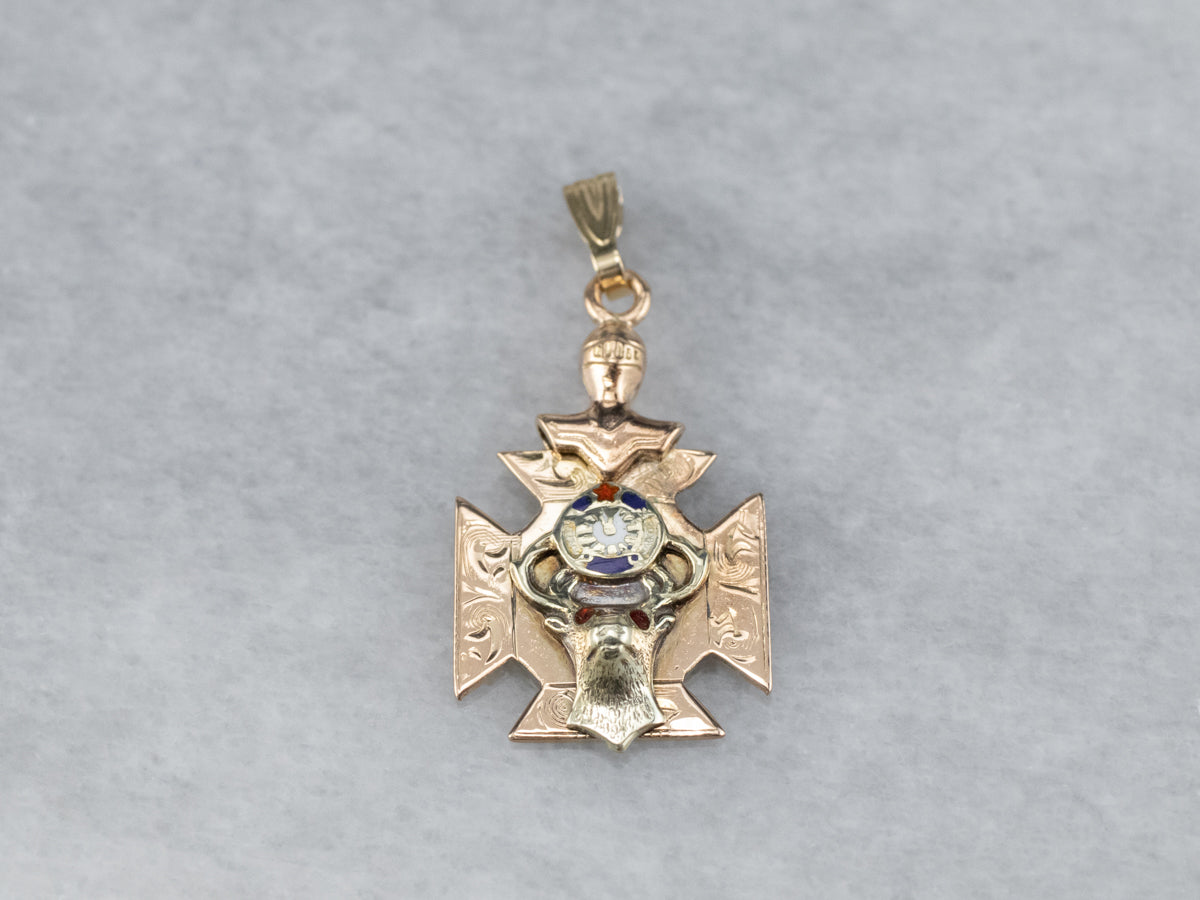 Elk's Lodge "B.P.O.E" Fraternal Enamel Pendant
