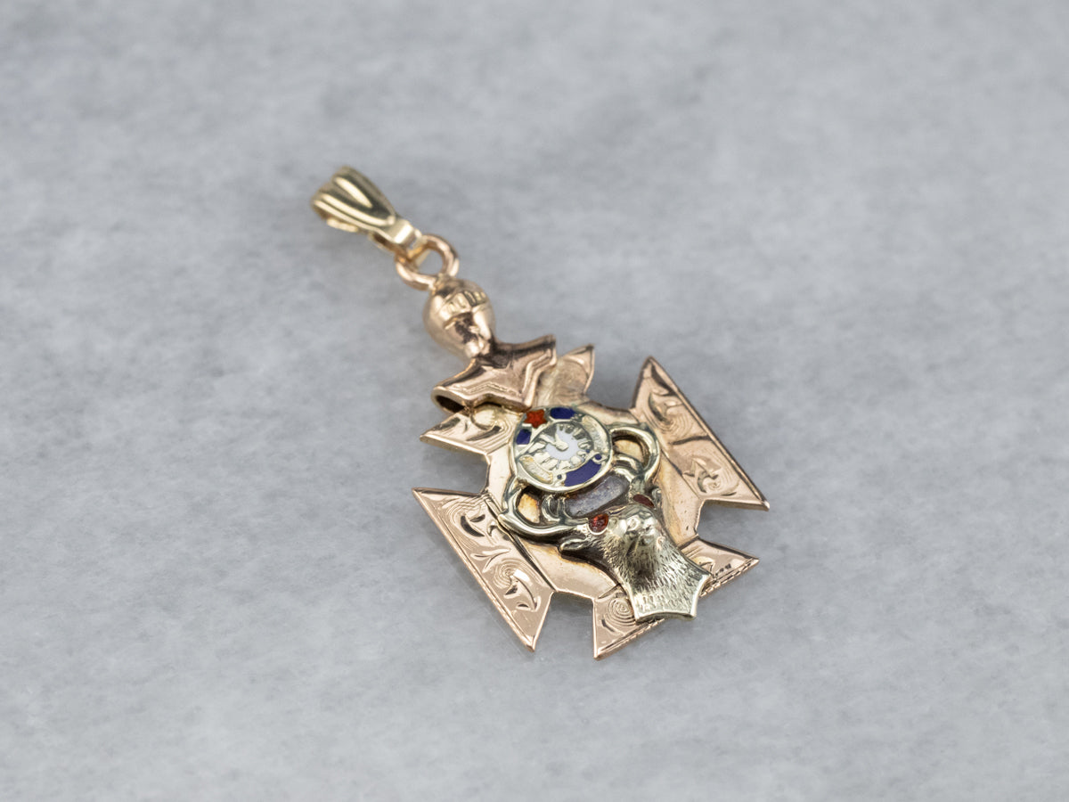 Elk's Lodge "B.P.O.E" Fraternal Enamel Pendant