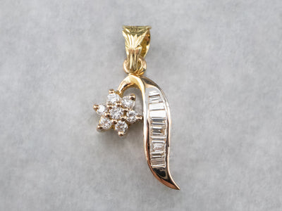 Floral Diamond Gold Pendant