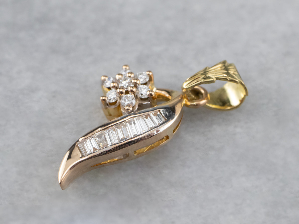 Floral Diamond Gold Pendant