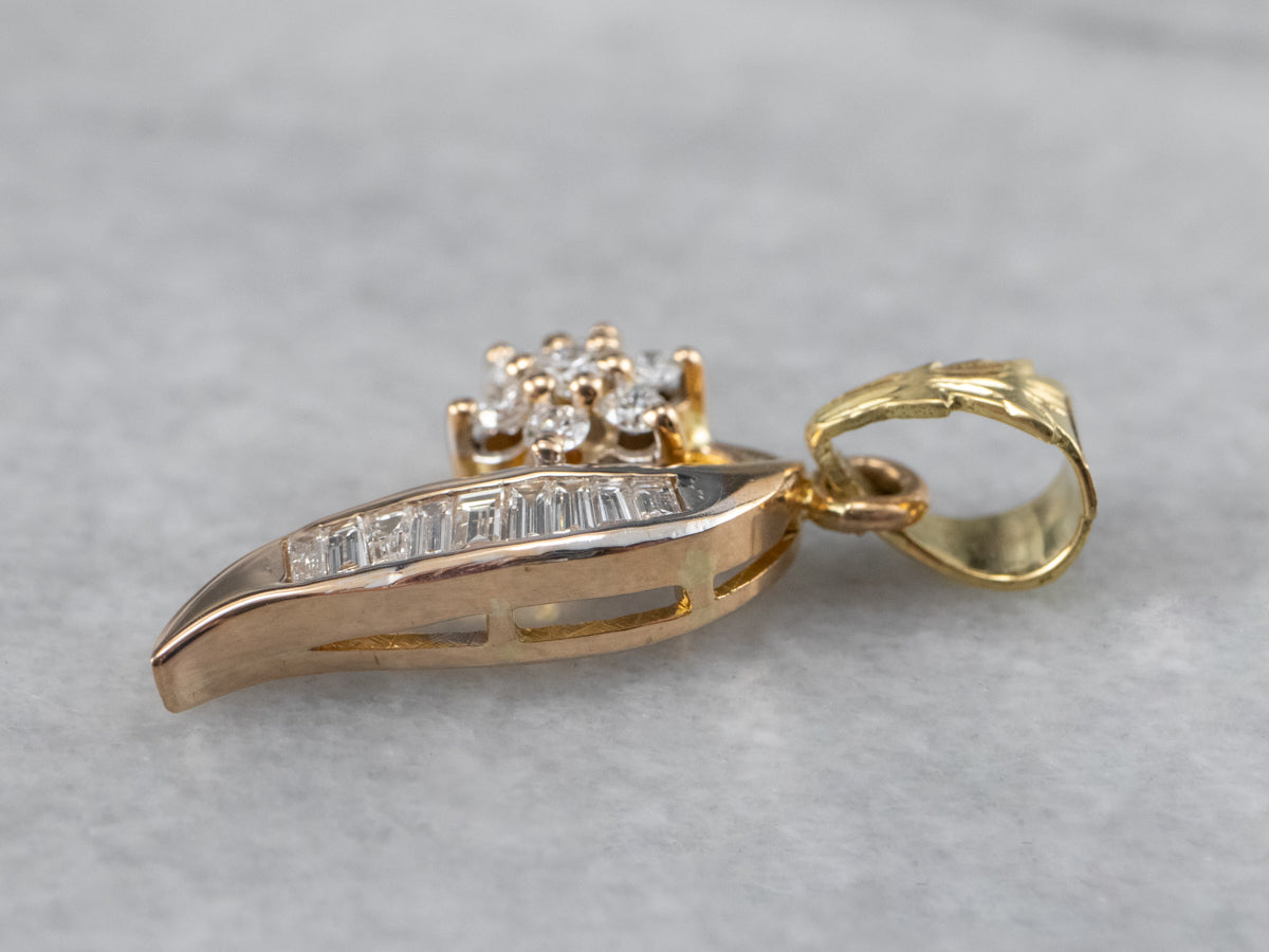 Floral Diamond Gold Pendant