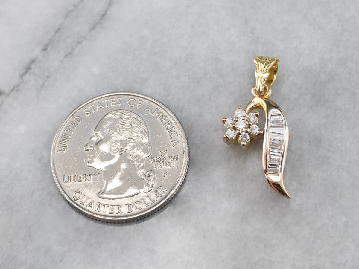 Floral Diamond Gold Pendant
