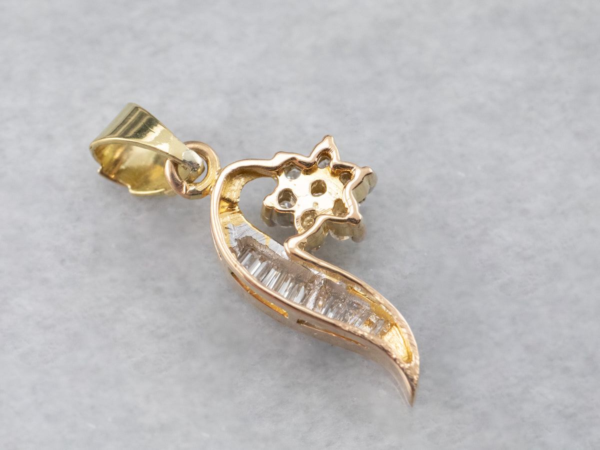 Floral Diamond Gold Pendant