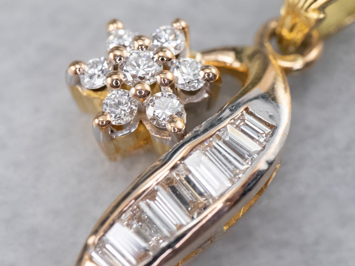 Floral Diamond Gold Pendant