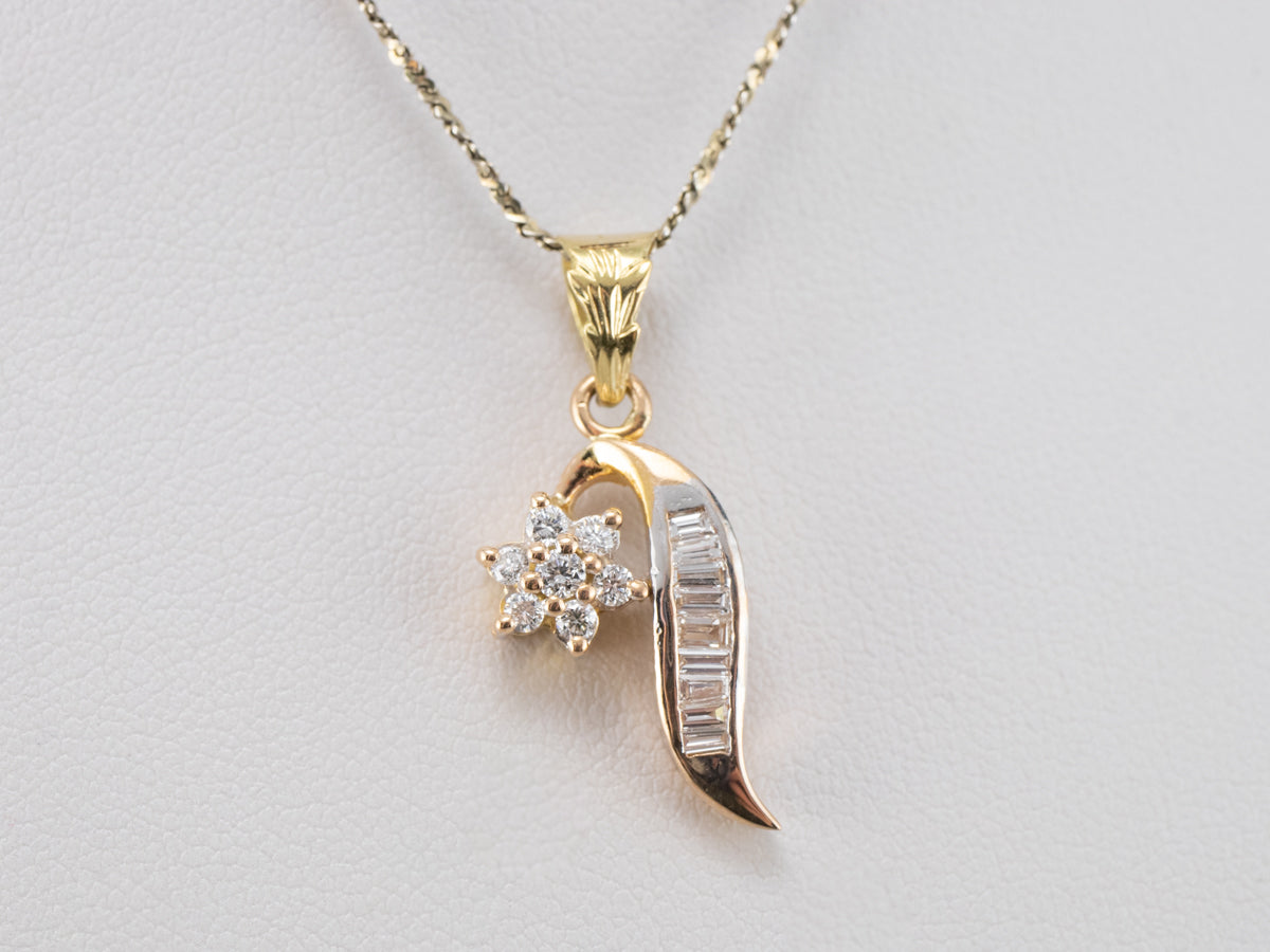 Floral Diamond Gold Pendant