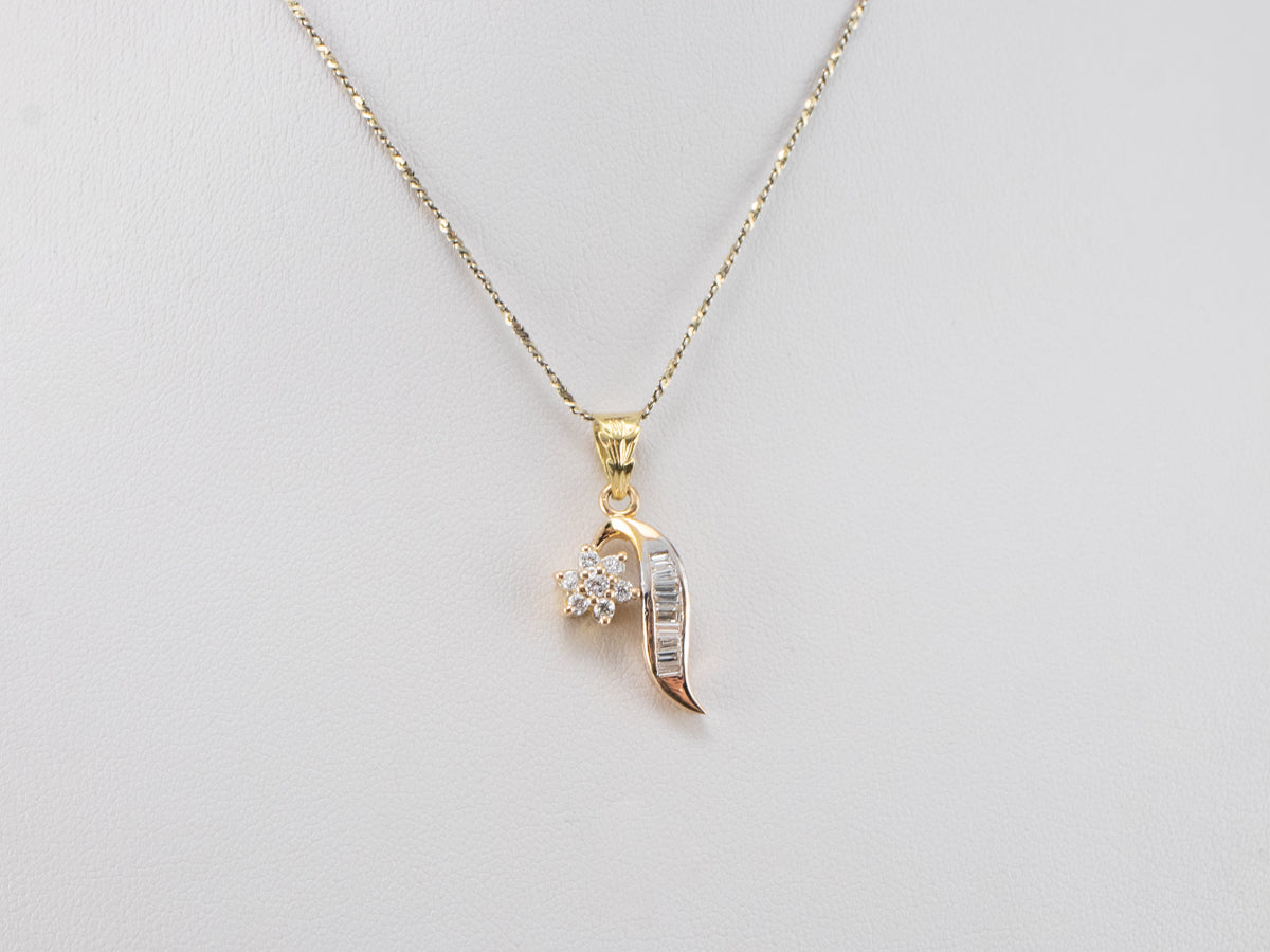 Floral Diamond Gold Pendant
