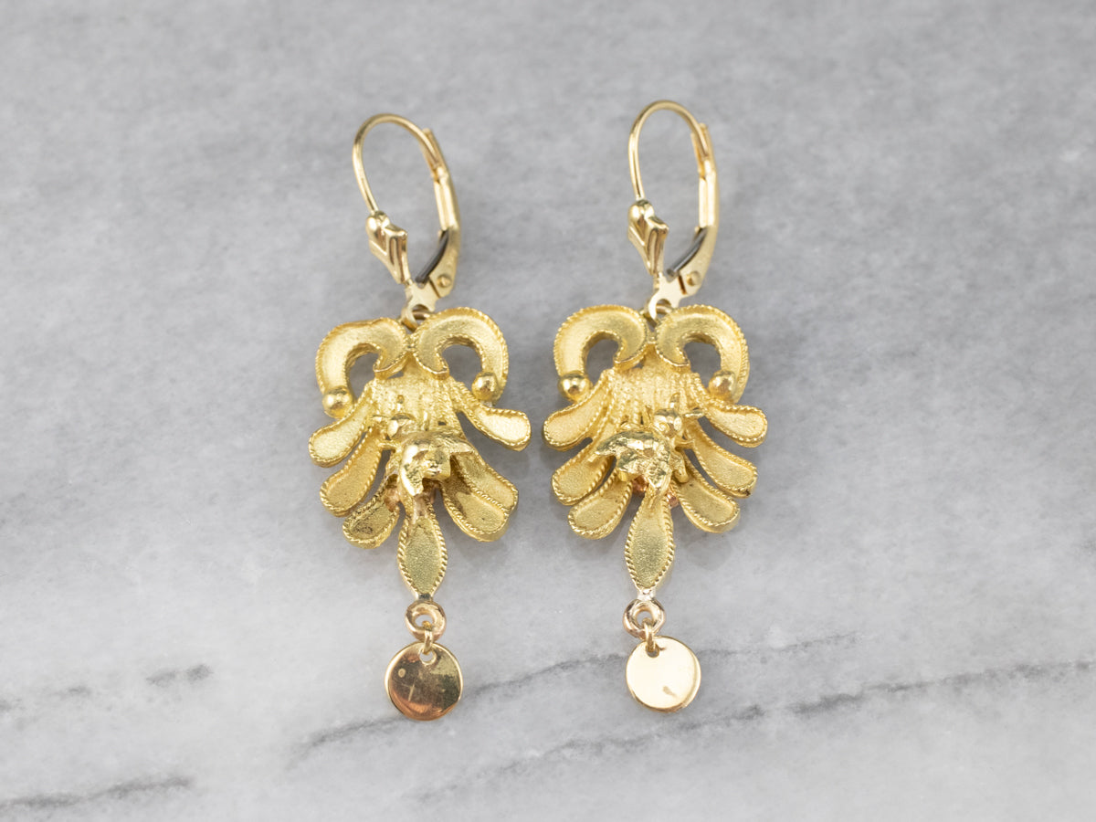 Botanical Bee Gold Drop Earrings