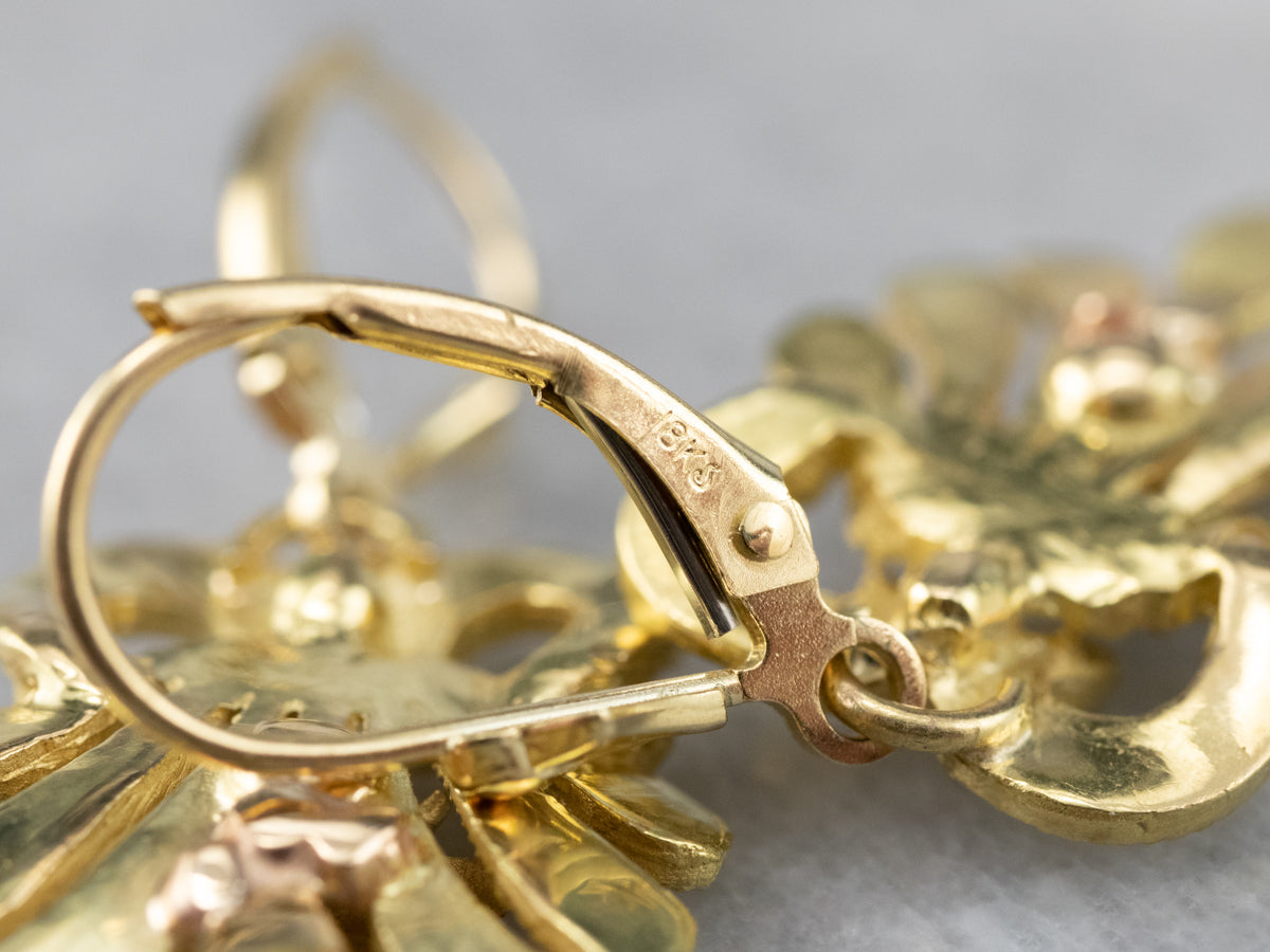 Botanical Bee Gold Drop Earrings