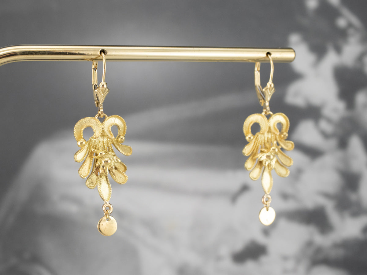 Botanical Bee Gold Drop Earrings