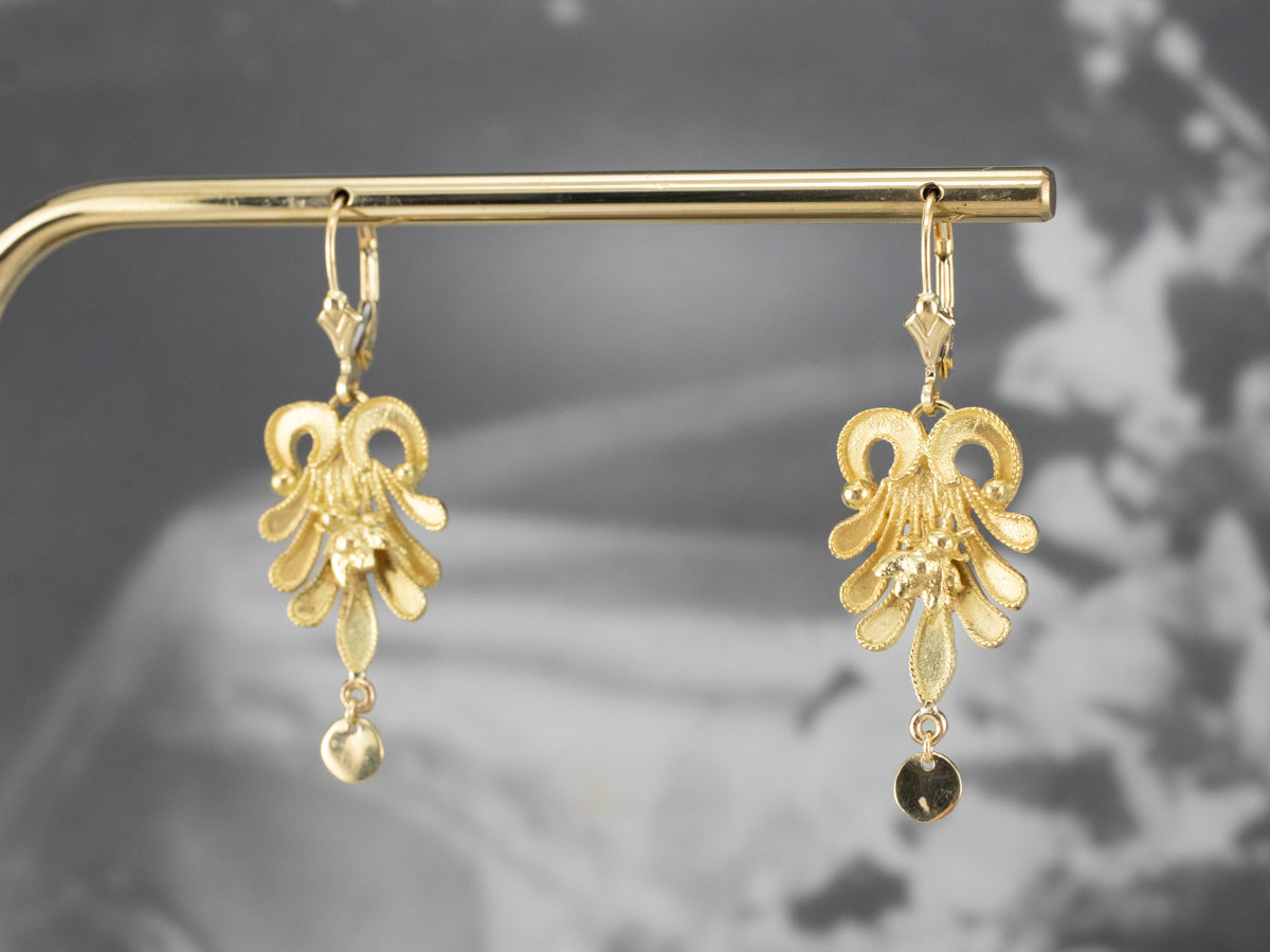 Botanical Bee Gold Drop Earrings