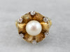 Vintage Pearl Diamond Gold Statement Ring