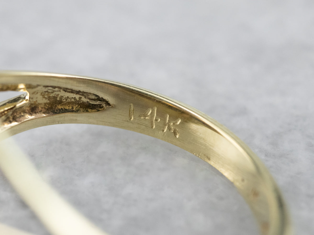 Vintage Pearl Diamond Gold Statement Ring