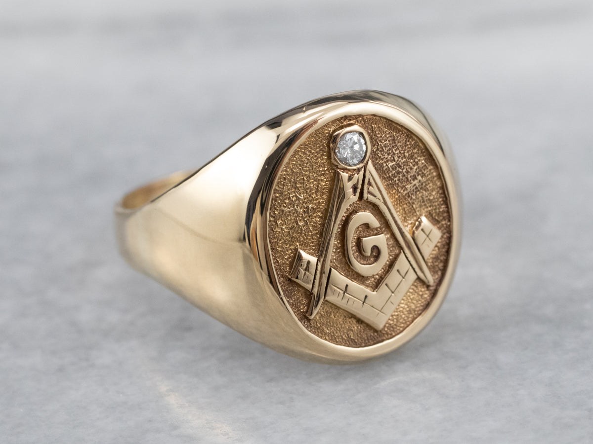 Vintage Diamond Masonic Ring