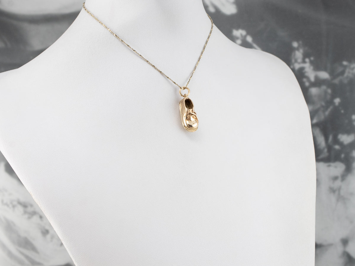 Vintage Gold Baby Shoe Charm or Pendant