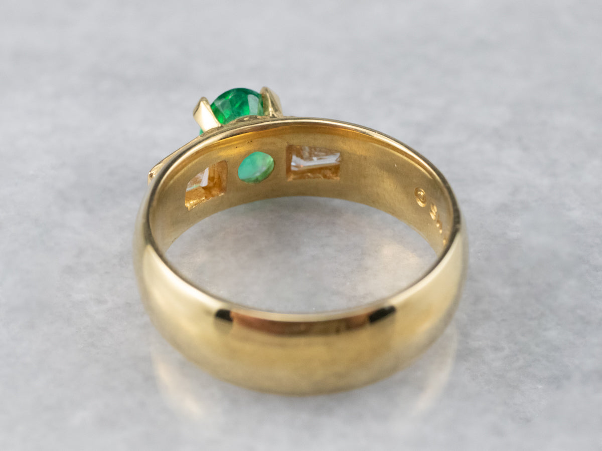 Emerald Diamond 18K Unisex Ring