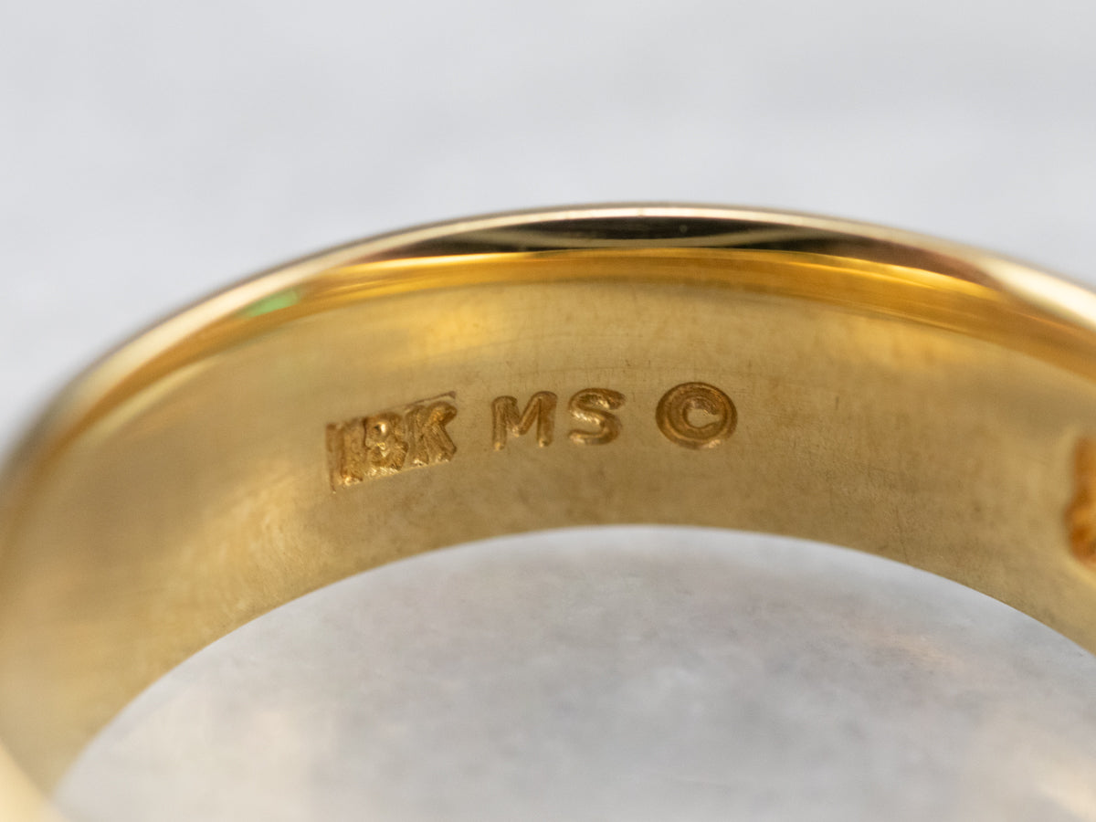 Emerald Diamond 18K Unisex Ring