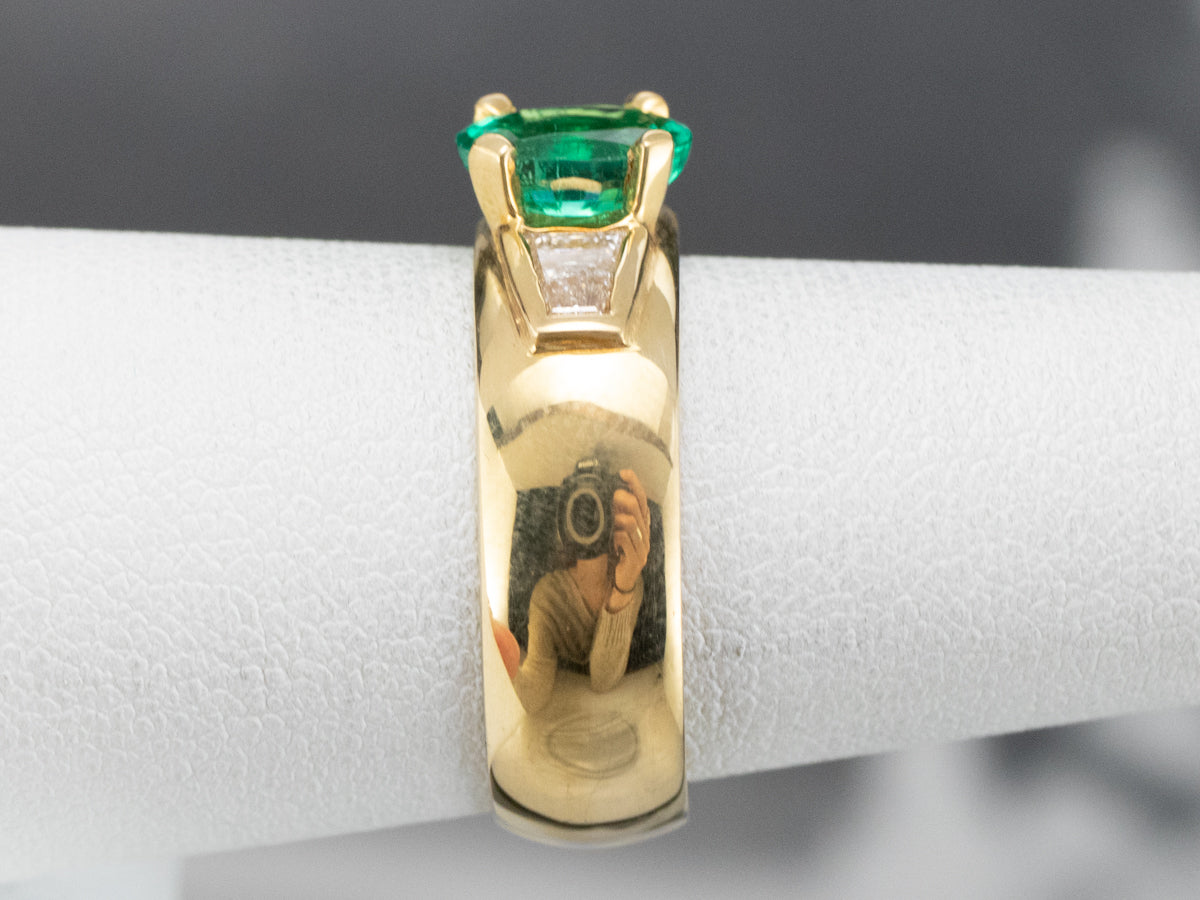Emerald Diamond 18K Unisex Ring