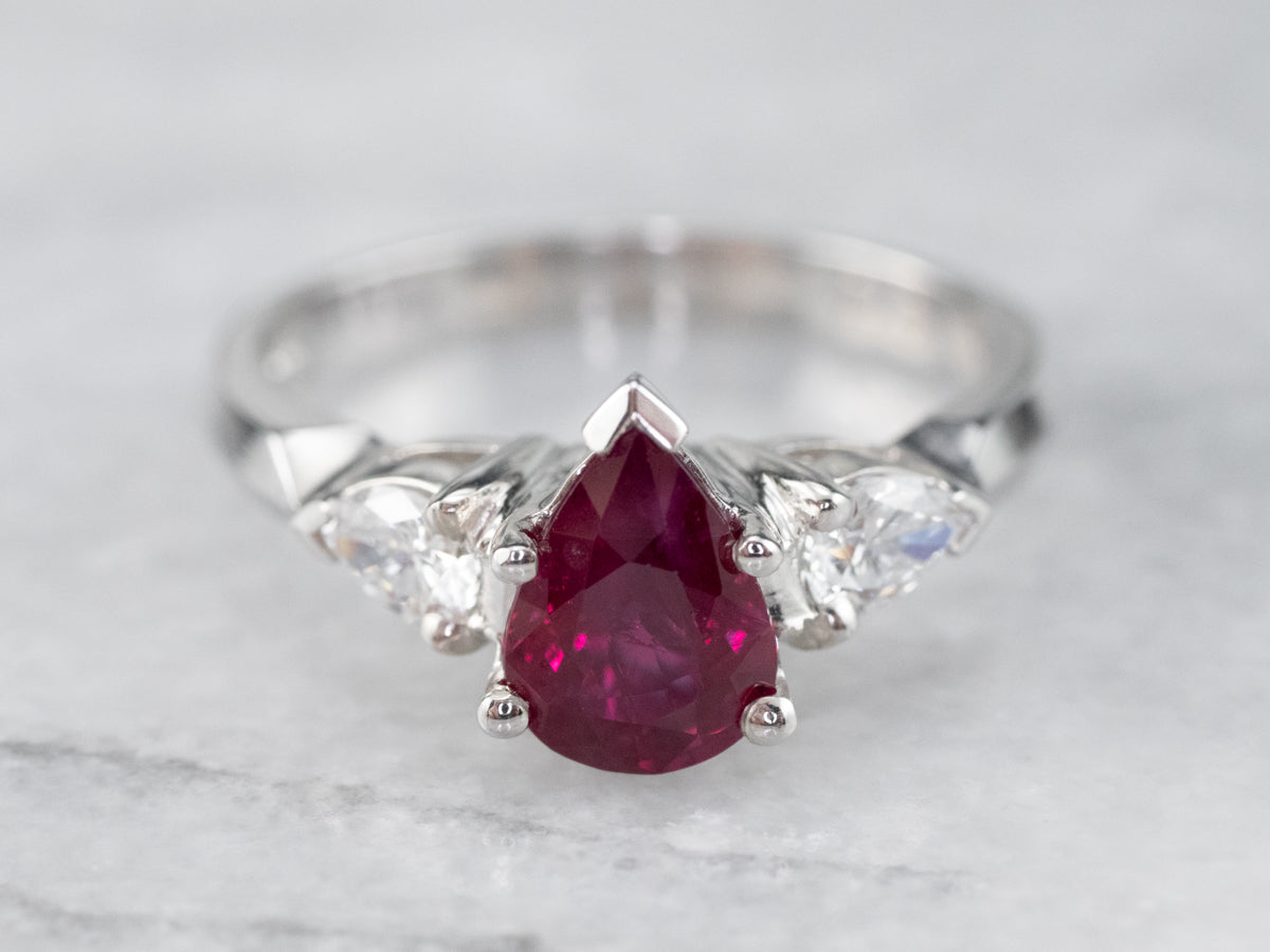 Ruby Diamond 18K White Gold Ring