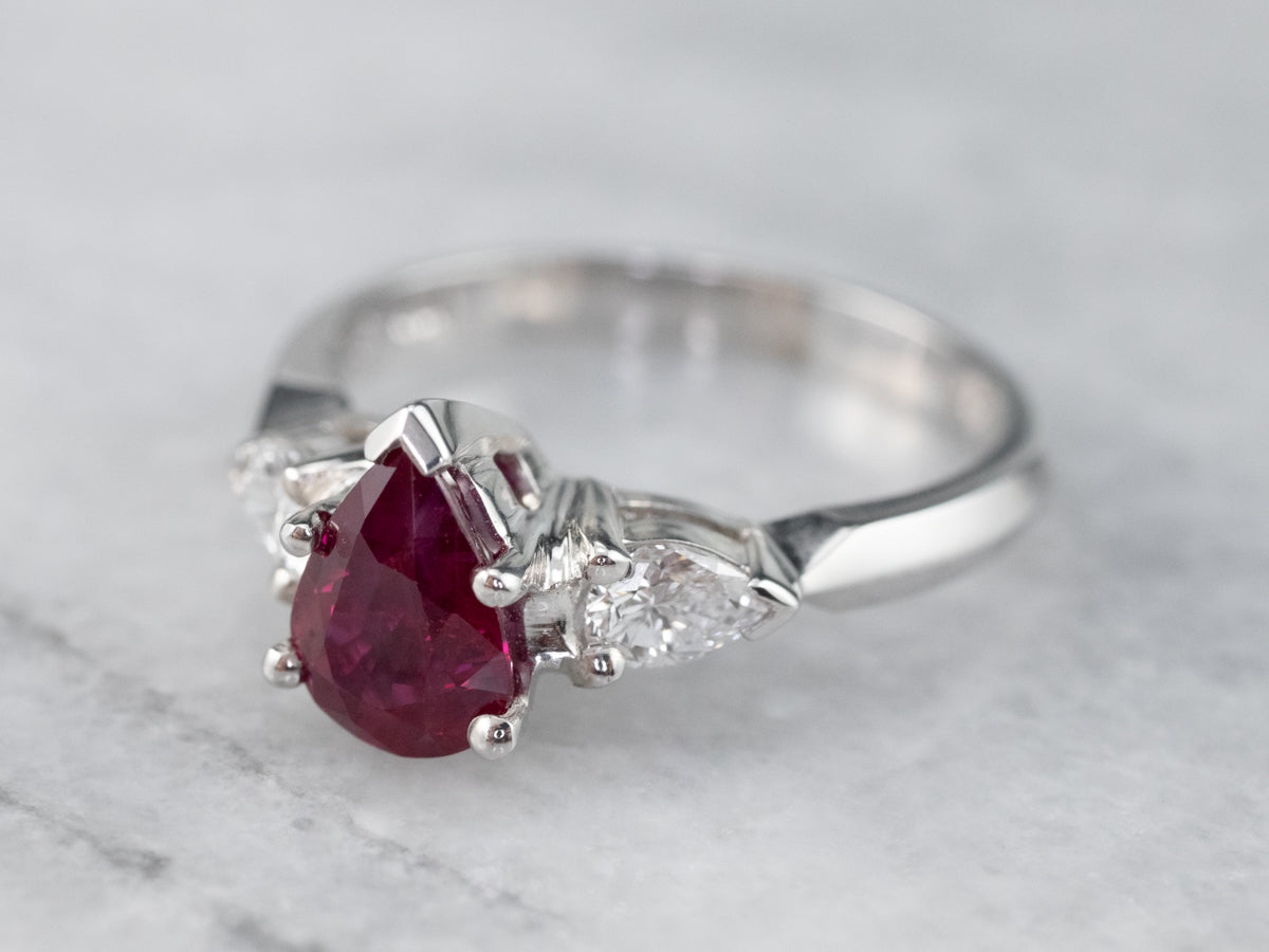 Ruby Diamond 18K White Gold Ring
