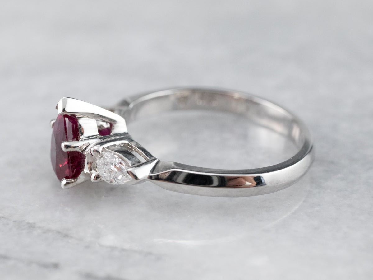 Ruby Diamond 18K White Gold Ring