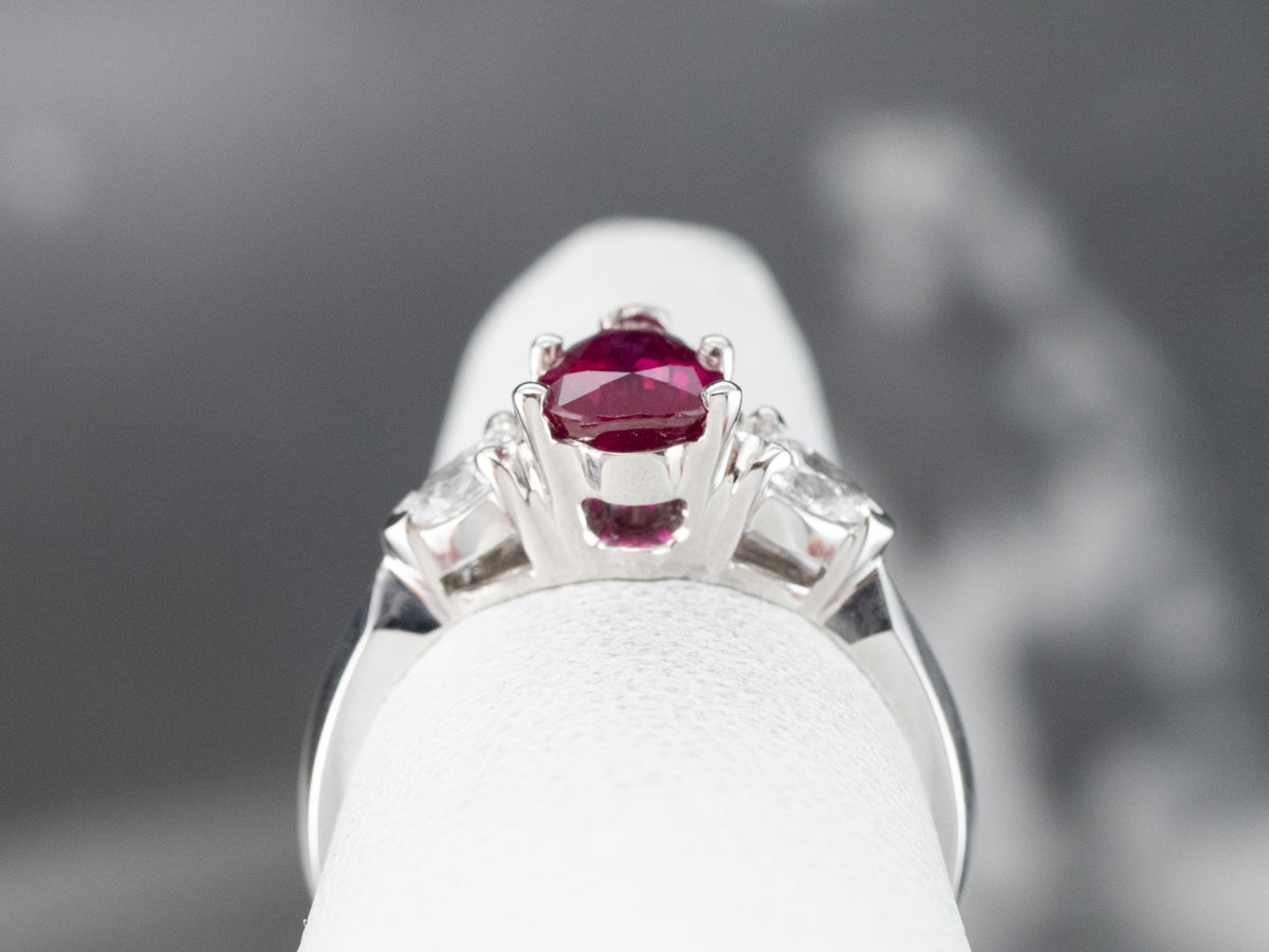 Ruby Diamond 18K White Gold Ring