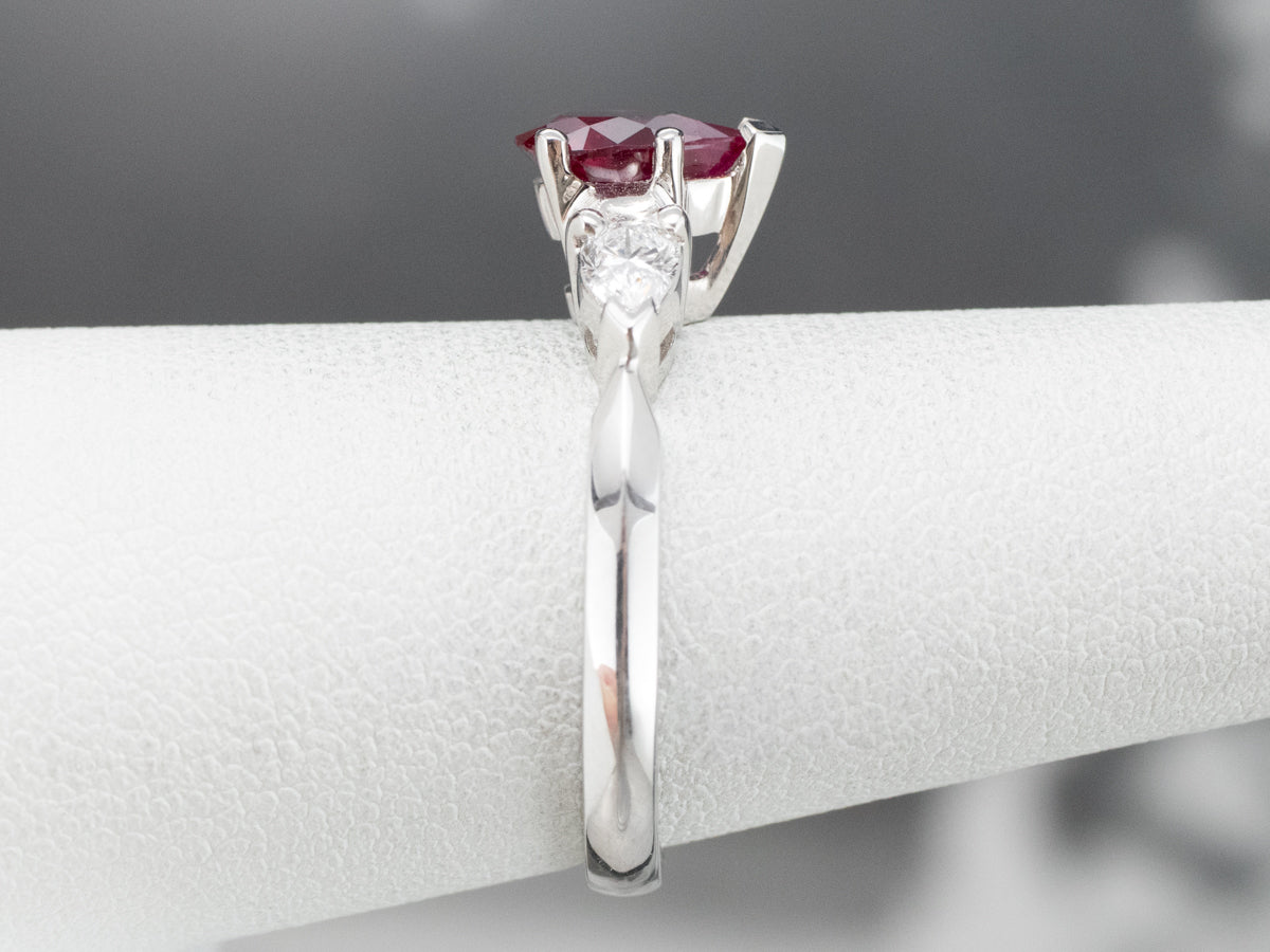 Ruby Diamond 18K White Gold Ring