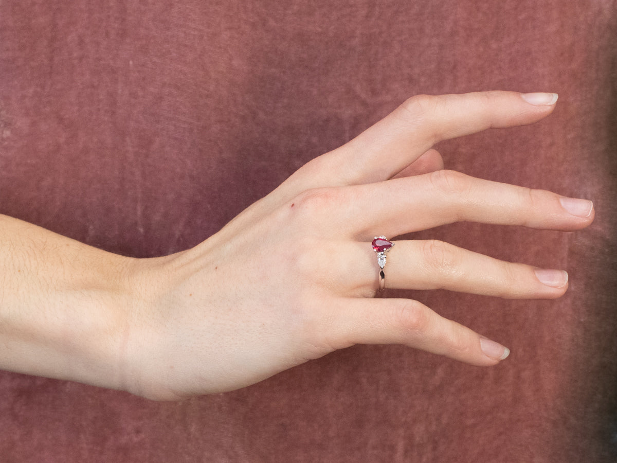 Ruby Diamond 18K White Gold Ring