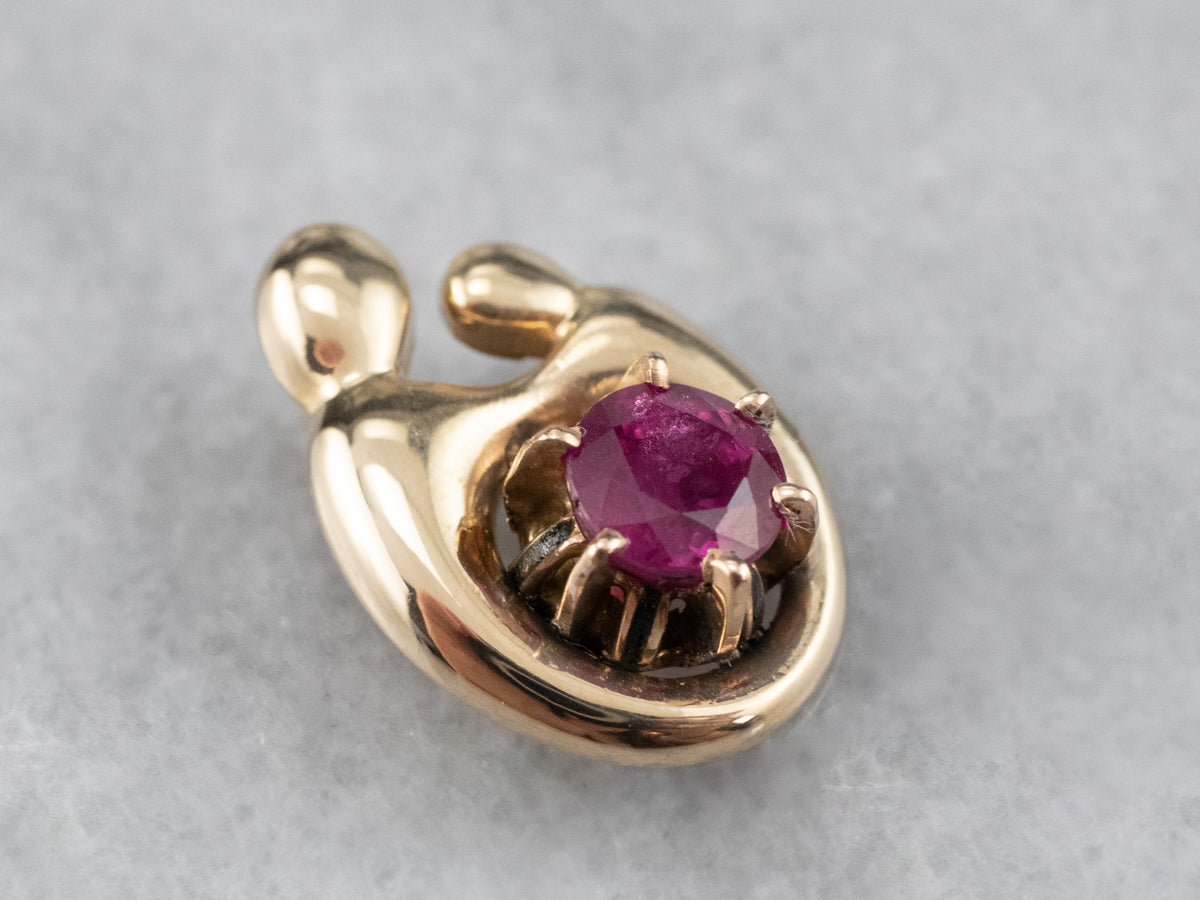 Ruby and Gold Mother and Child Pendant