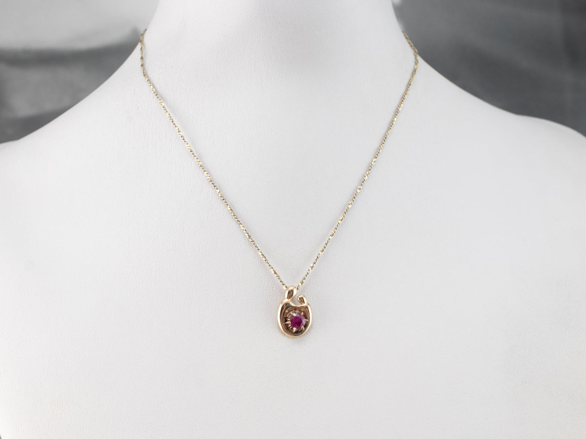 Ruby and Gold Mother and Child Pendant