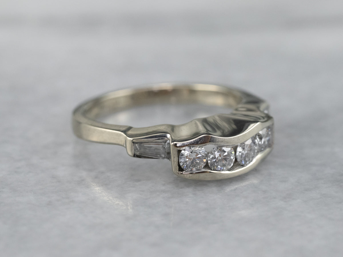 Stepped Diamond White Gold Enhancer Band Ring