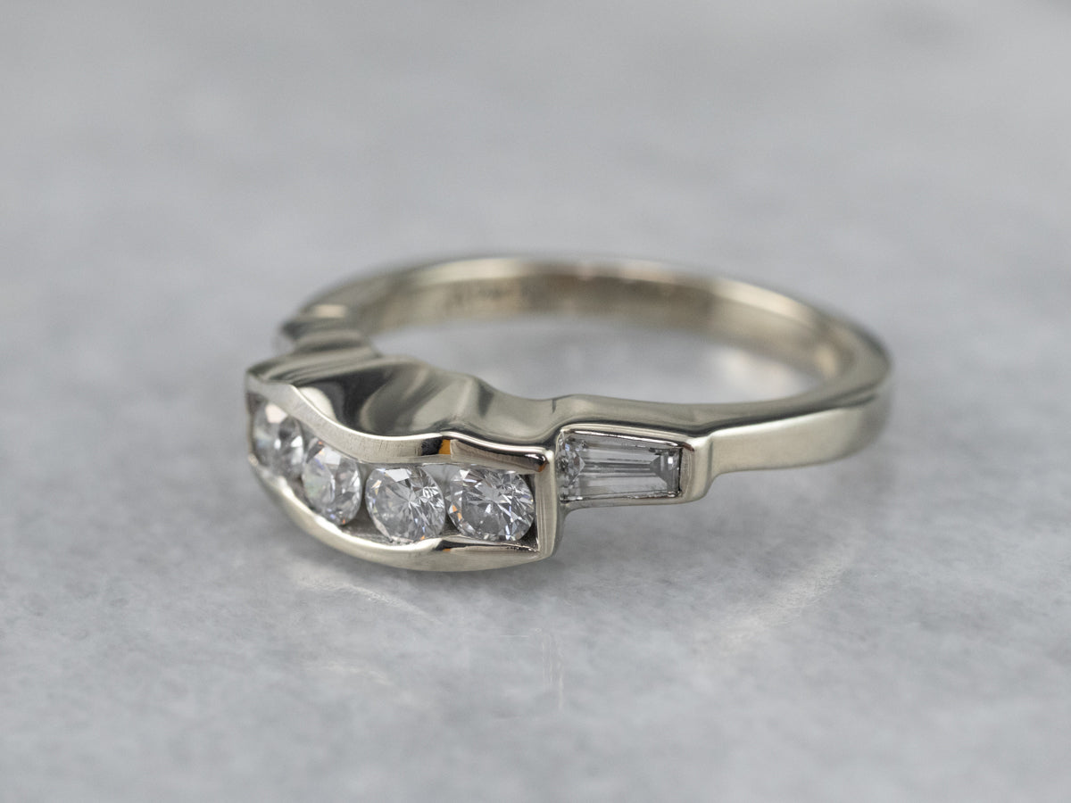 Stepped Diamond White Gold Enhancer Band Ring