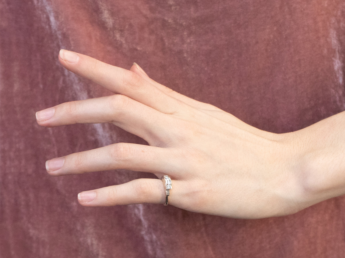 Stepped Diamond White Gold Enhancer Band Ring