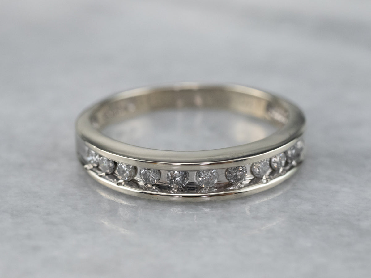 Channel Set Diamond White Gold Wedding Band