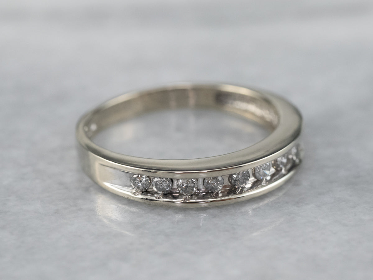 Channel Set Diamond White Gold Wedding Band