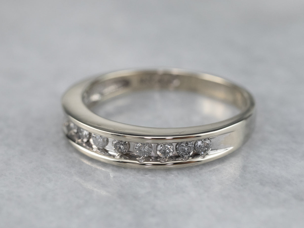 Channel Set Diamond White Gold Wedding Band