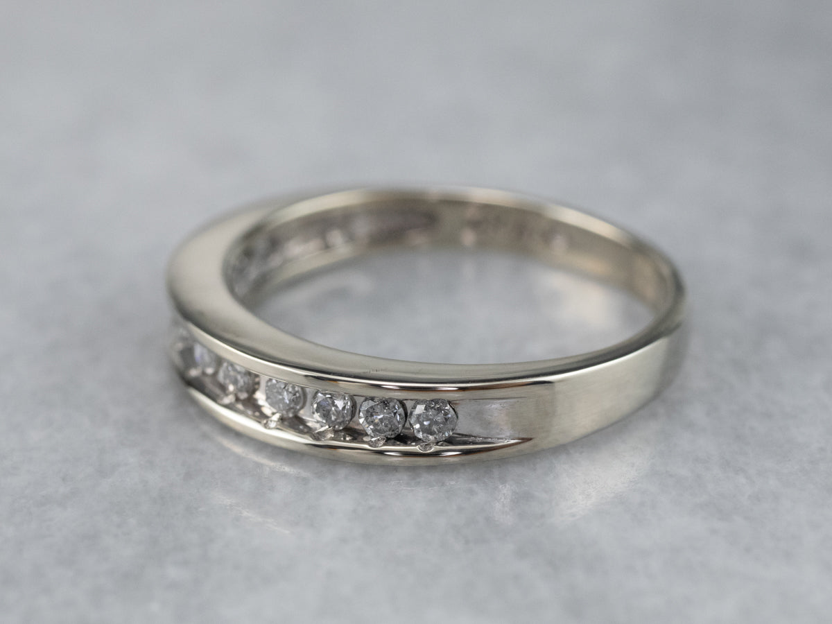 Channel Set Diamond White Gold Wedding Band