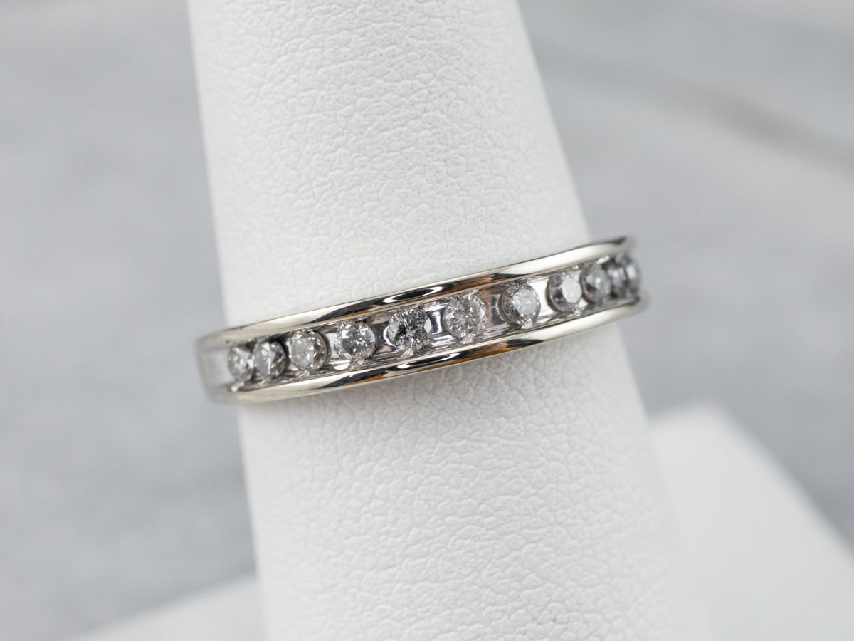 Channel Set Diamond White Gold Wedding Band