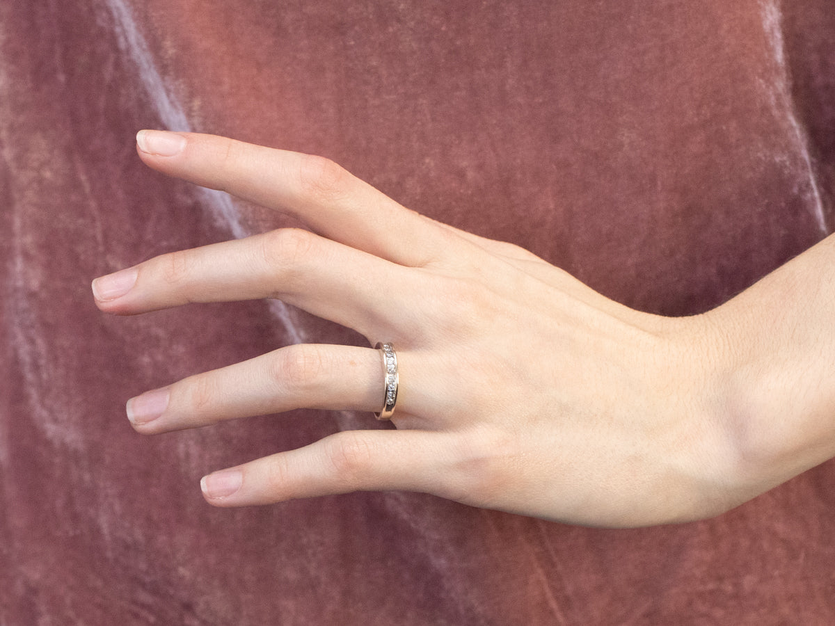 Channel Set Diamond White Gold Wedding Band