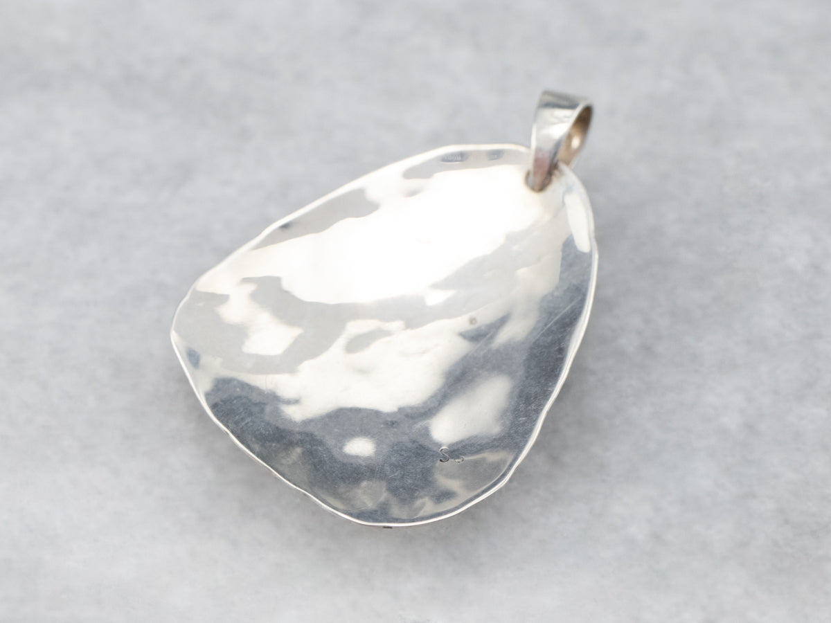 Hammered Sterling Silver Gold Leaf Pendant