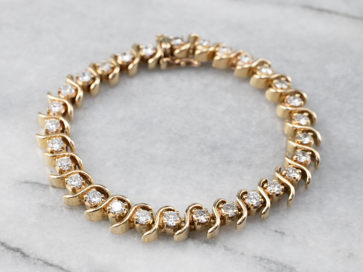 Scrolling Gold Diamond Bracelet