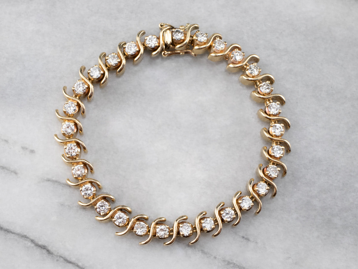 Scrolling Gold Diamond Bracelet