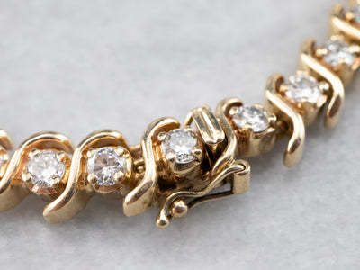 Scrolling Gold Diamond Bracelet