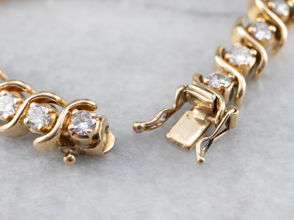 Scrolling Gold Diamond Bracelet