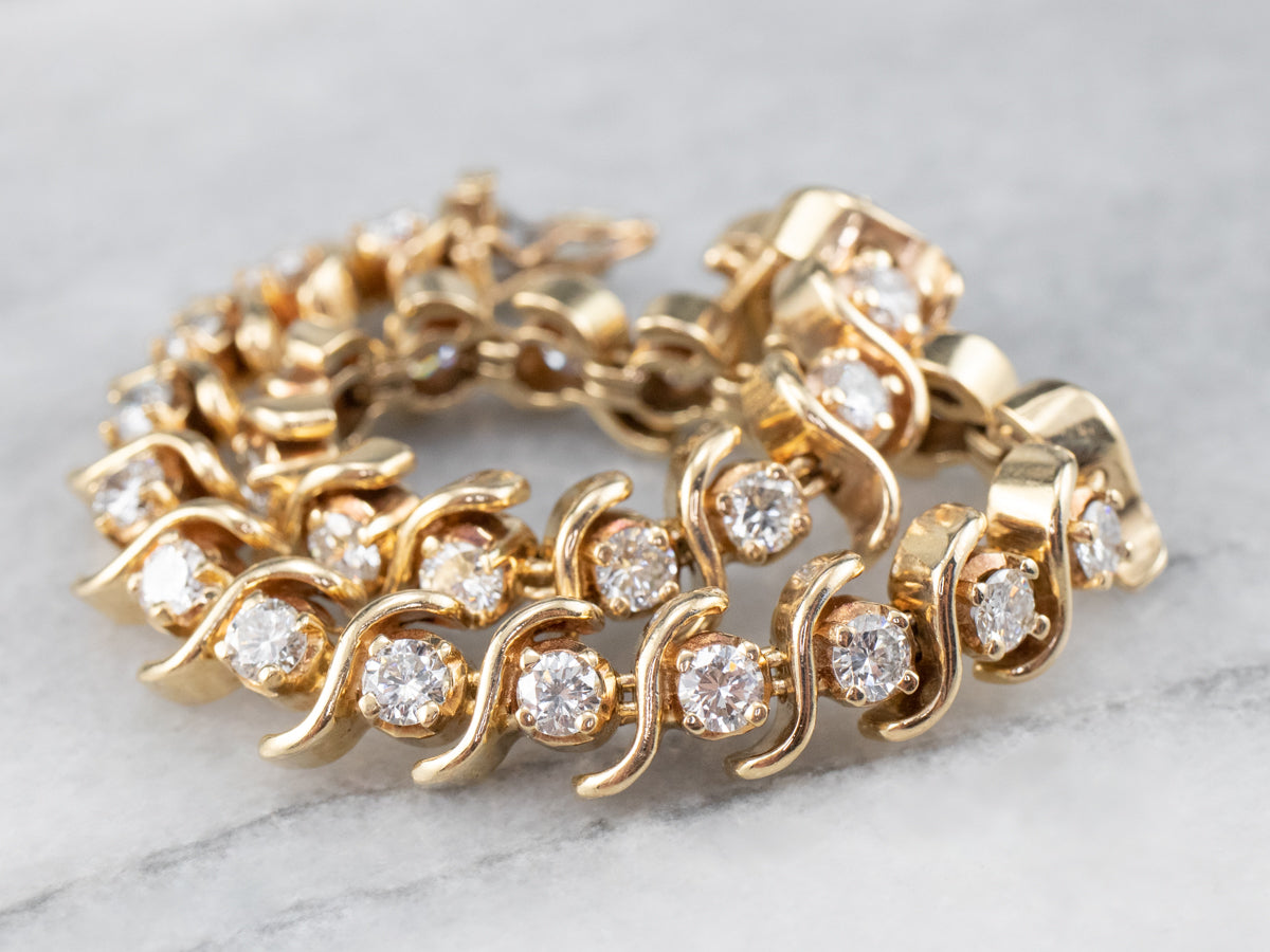 Scrolling Gold Diamond Bracelet