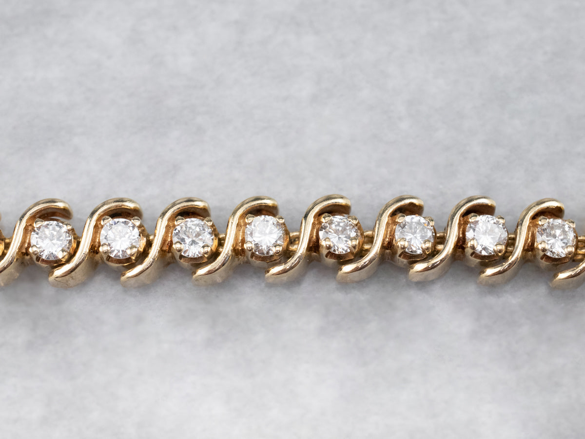 Scrolling Gold Diamond Bracelet