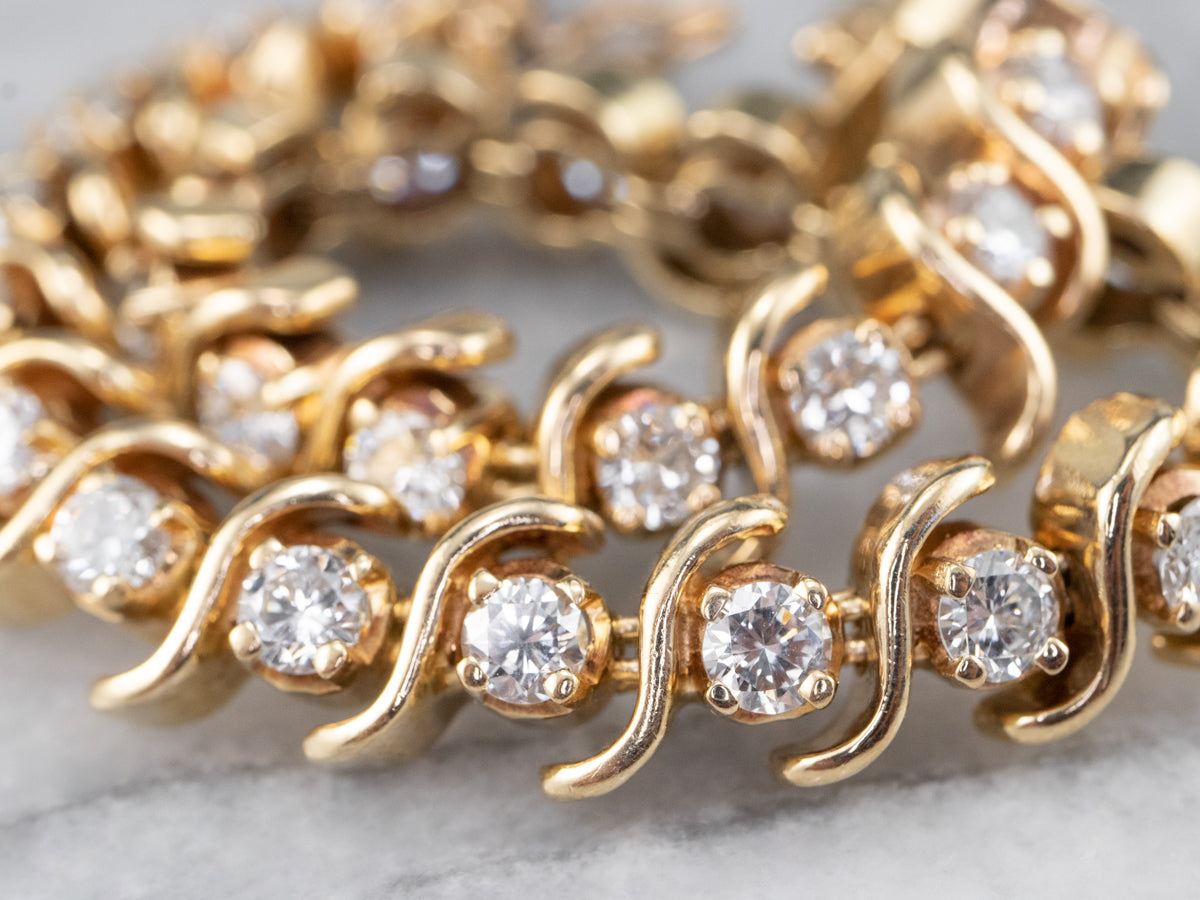 Scrolling Gold Diamond Bracelet