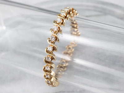 Scrolling Gold Diamond Bracelet