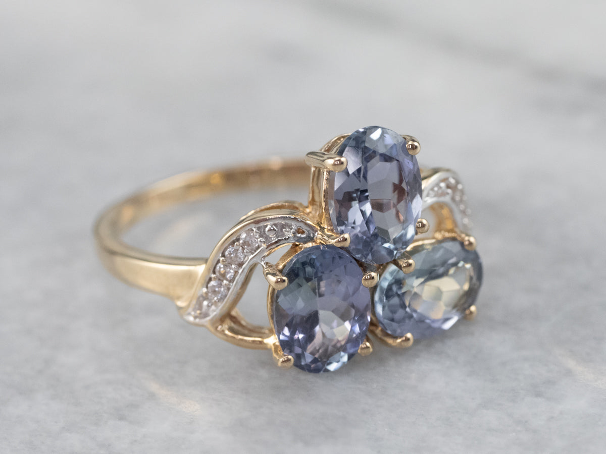 Tanzanite White Sapphire Gold Ring