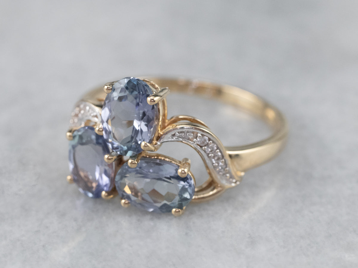 Tanzanite White Sapphire Gold Ring